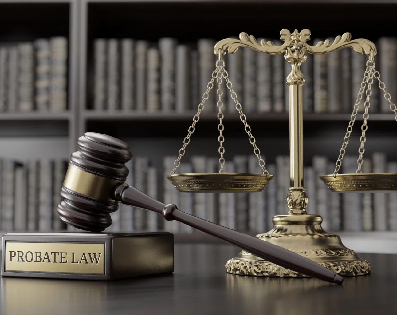 Gavel and scales with probate law book